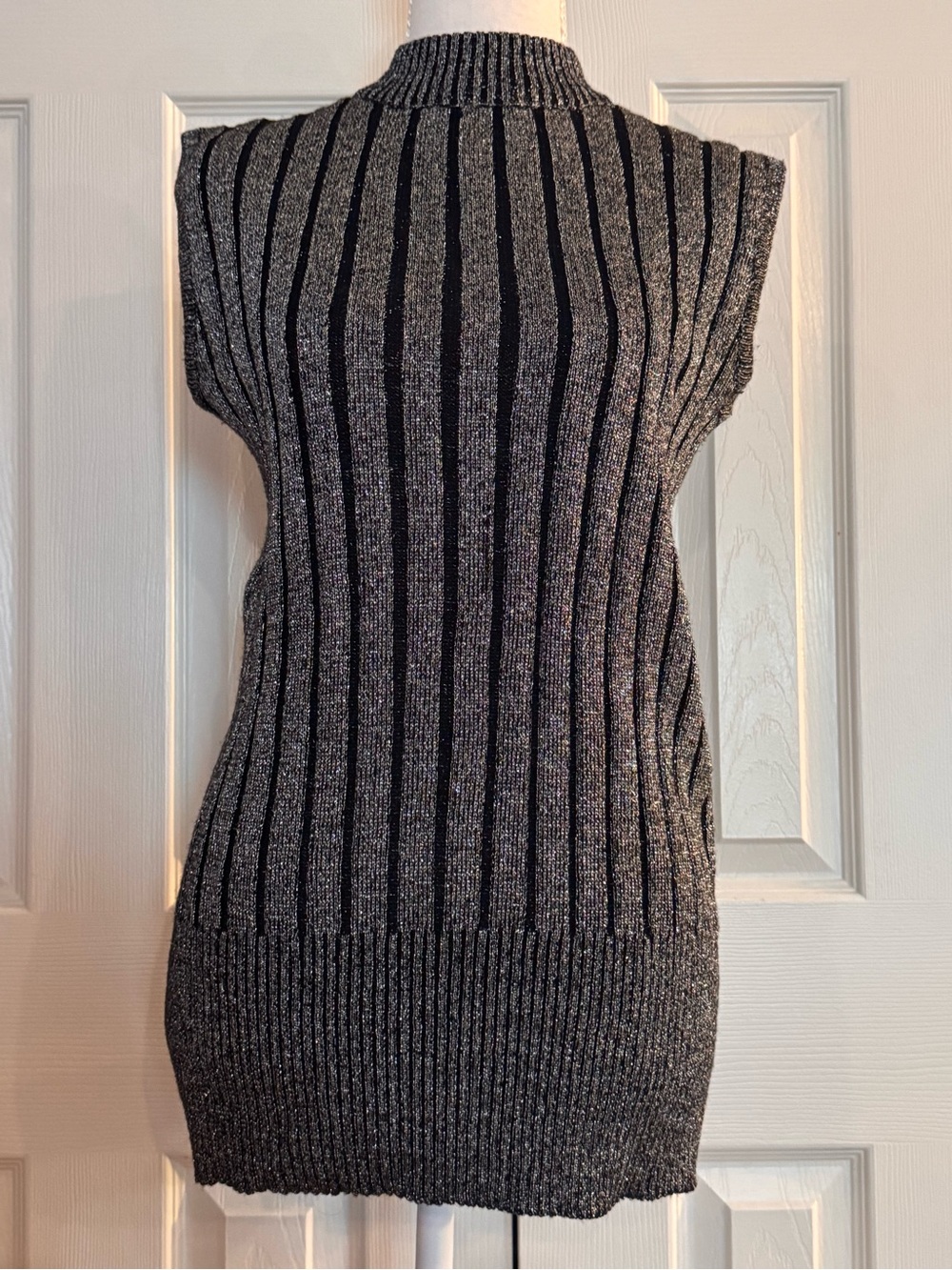 Destinee Sleeveless Crewneck Sweater Vest in Metalic